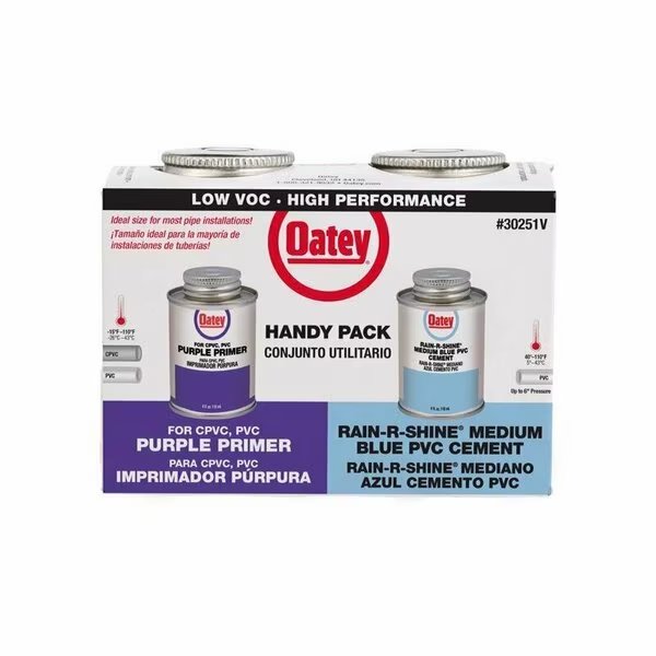 Rain-R-Shine Blue/Purple Primer and Cement For PVC 4 oz, Oatey, Mfr#: 30251V